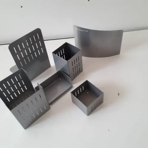 Conjunto de Acessórios Mesa Tok Stok original - Cinza metalizado