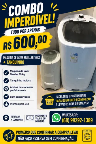 Vendo Combo centrífuga e Tanquinho