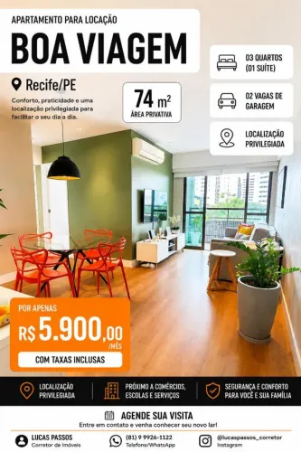 Locação | Móveis fixos | R$ 5.900 | Boa viagem