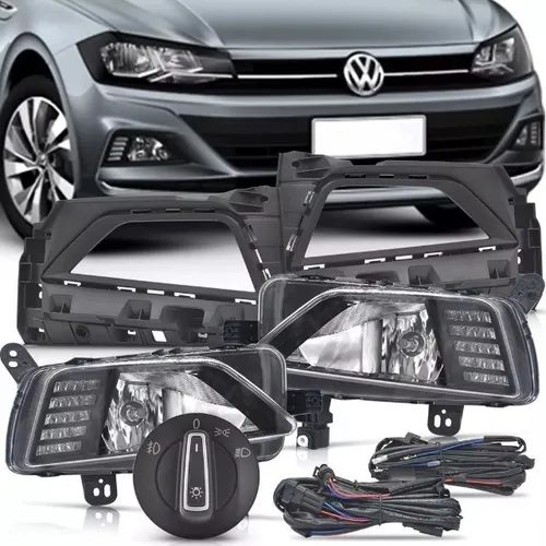 Kit Farol Milha Neblina + Led Drl Vw Polo Virtus 2018/2021