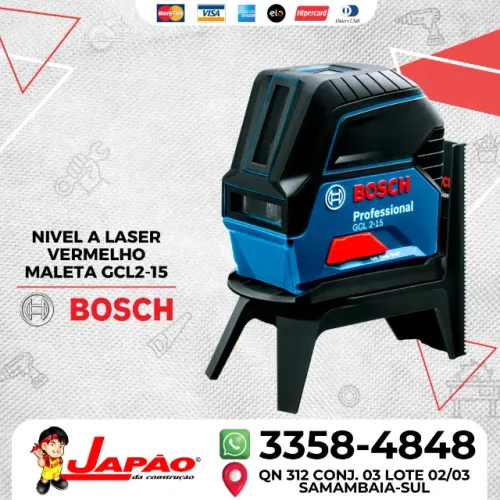 Nível Laser Vermelho Profissional GCL 2-15 + Maleta e Gancho Bosch