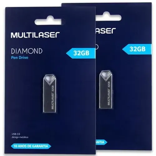 Pen Drive Multilaser Diamond 32gb Usb 2.0 Metálico - Pd851 Cor Prata