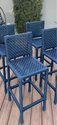 Banquetas de Bar em corda nautica Azul