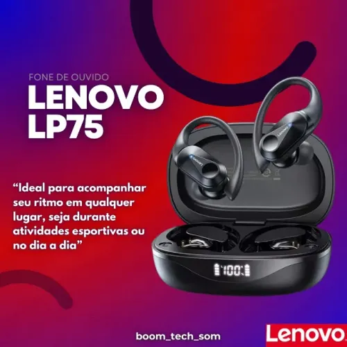 Fone Sem Fio Lenovo LP75 Bluetooth | Bateria de 30h | Garantia | Pronta Entrega