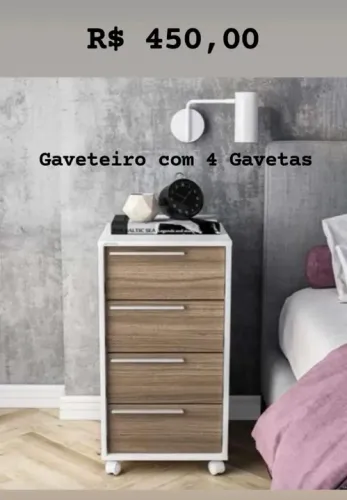 Gaveteiro com 4 gavetas - pronta entrega