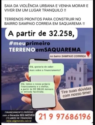 TERRENOS 450/600 m2 e Áreas para Sitios de 5.000 m2, em Saquarema 
