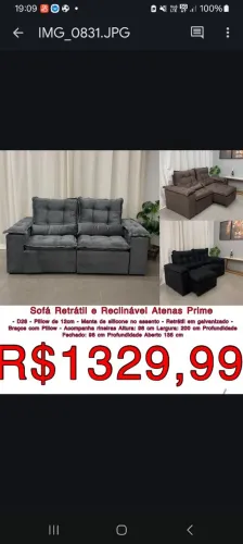 Sofá retrátil 2m Atenas Prime veludo / 3 cores disponíveis  / frete grátis 