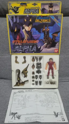 Boneco Siegfried Dubhe Alpha vintage diecast Bandai cavaleiros do zodíaco