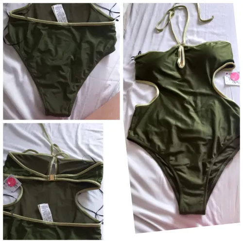 Maiô verde com detalhes em dourado