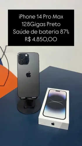 iPhone 14 Pro Max 128Gb Preto Saúde de Bateria 87% R$ 4.850,00 | Semi Novo | Loja Fisica