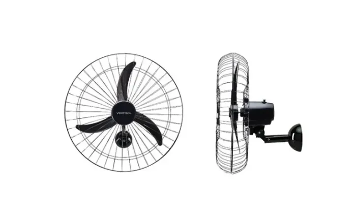 Ventilador de Parede New Ventisol Grade de Aço Preto 60cm 3 Pás 147w - 127v