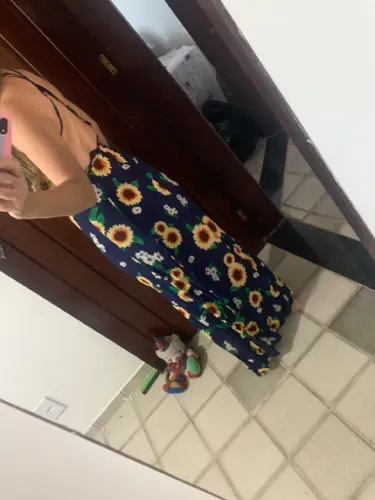 Vestido longo estampado com flores