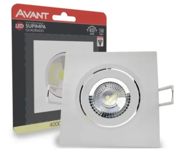Spot Led Quadrado 5W Dicróica Direcionável Luz Amarela 3000k Teto Sancra Móveis Avant 
