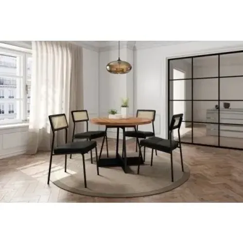 Mesa Atria Redonda 1594 C/ 4 Cad Lux - Preto Tx Grafite