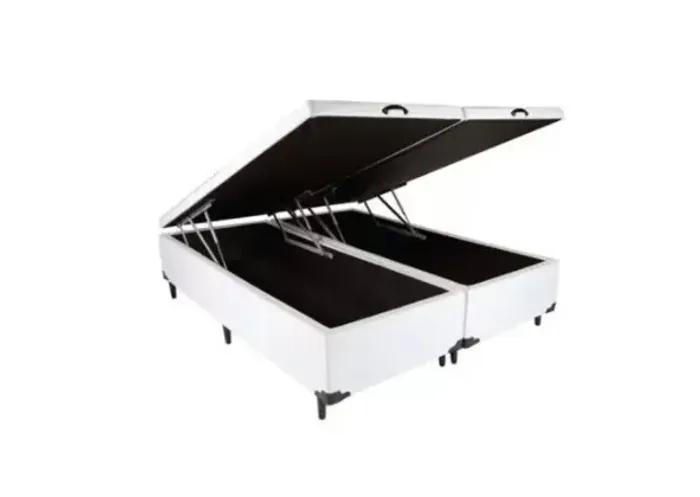 Cama Box Baú King Bipartido Sintético Branco - 196x203