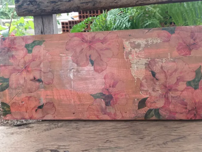 Quadro de madeira rústica floral