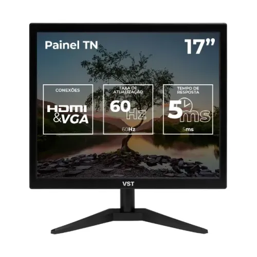Monitor VST 17, 17 Pol, HD, 5ms, 60Hz, HDMI/VGA, novo na cx 
