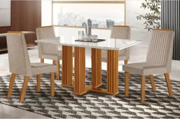 sala mesa jantar com 4 cadeiras