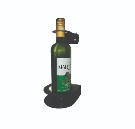 Kit 5 Peças-Suporte Parede Vertical Para 1 Garrfa Vinho com Apoio do Gargalo