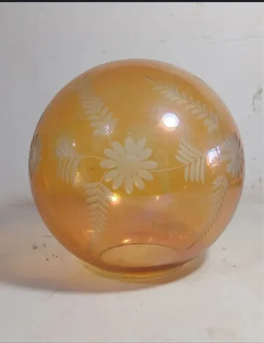 Cúpula vidro lapidado globo belíssima antiga 