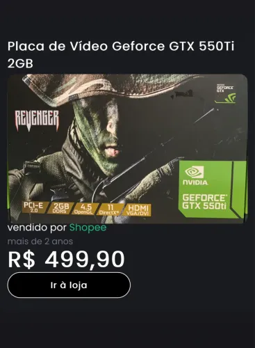 Nova na embalagem - placa de vídeo NVIDIA GeForce GTX 550 Ti da marca Revenger.
