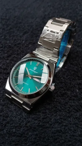 Relógio Masculino Casual Todo em Metal Poedagar - Fundo Verde
