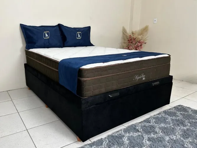 Combo Base Baú Rio Preto + Colchão Anjos Star Pillow In Casal l43