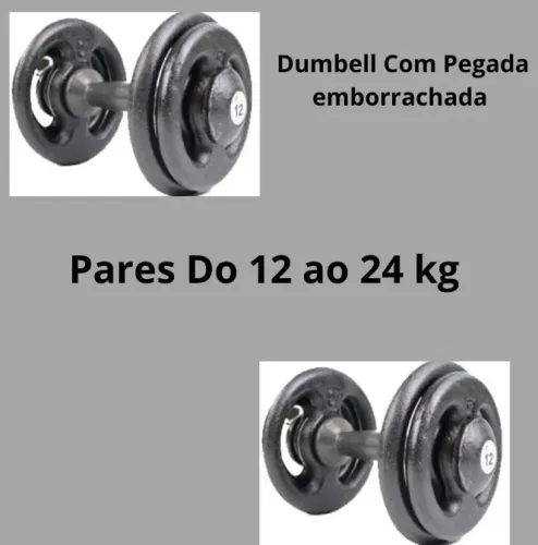 Jogo dumbell pintado pares do 12 ao 24 kg 