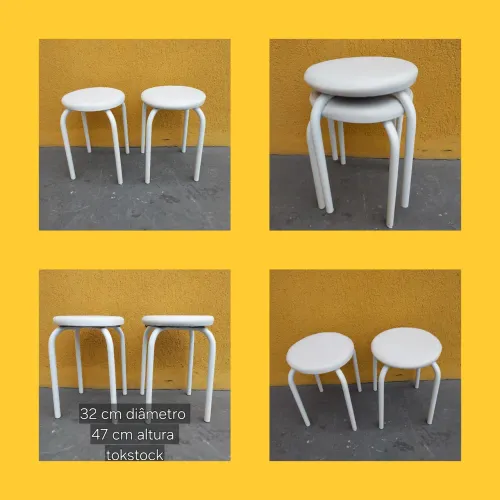 Banqueta Branca Tok&Stok -