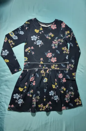 Vestido Infantil Florido Azul Marinho Kiabi