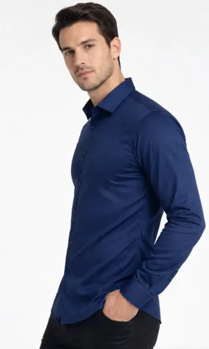 Camisa Masculina, Azul Marinho, Tamanho G, 60% algodão e 40% poliéster