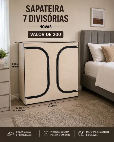 Título recomendado para a OLX: SAPATEIRA 7 DIVISÓRIAS NOVA | 1,05m | R$200