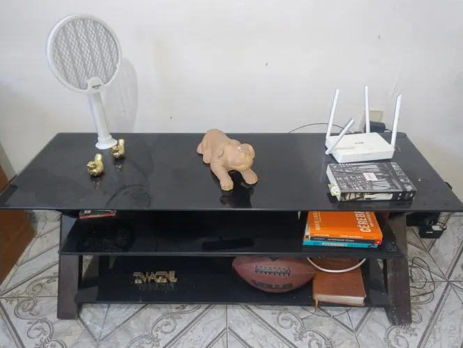 Estante Rack Vidro Preto para Sala TV