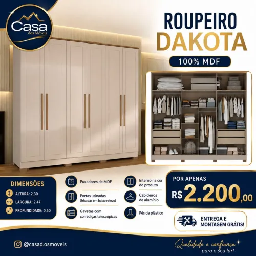 Guarda roupa Dakota 100% MDF