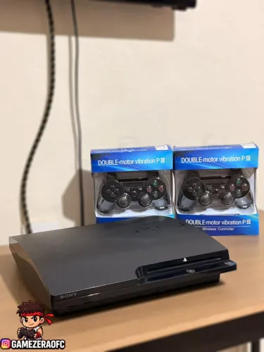 PS3 Slim Desbloqueado Com jogos e 2 Controles - Aceito Cartão | Com Garantia