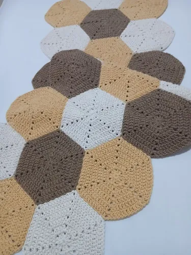 Tapete de quarto de crochê hexágono