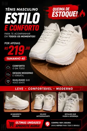 Tênis couro branco 