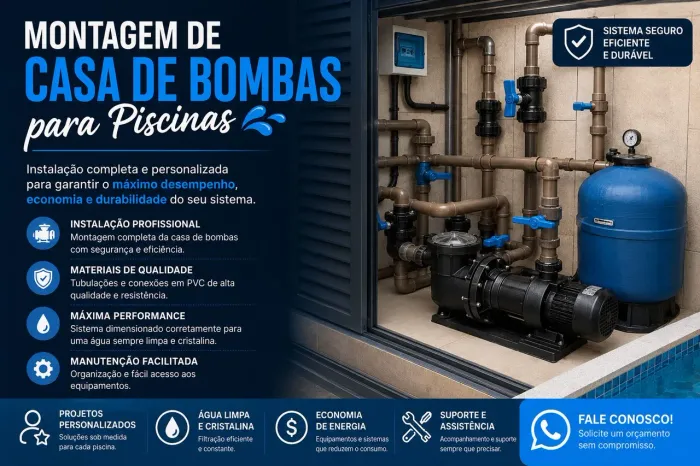 MONTAGEM DE CASA DE BOMBA P PISCINA 