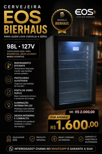 Cervejeira eos bierhaus 98L 127v * Zero *