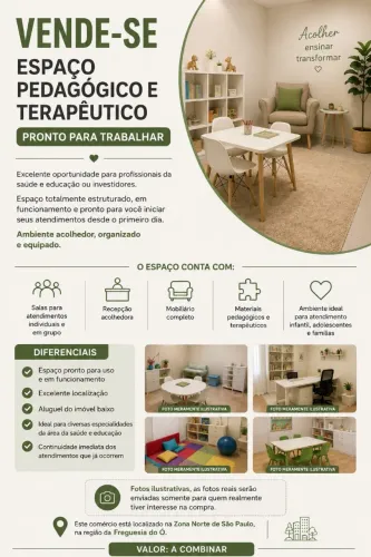Vende-se Espaço Pedagógico e Terapêutico em funcionamento <br>-