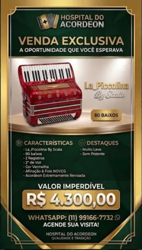 PROMOÇÃO/Acordeon lá piccolina 80 bxs 