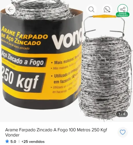 Arame farpado com 100 mt