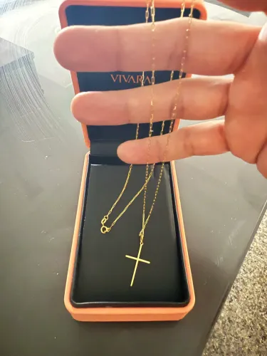 Cordão e pingente vivara de ouro, grande e bem cuidado.