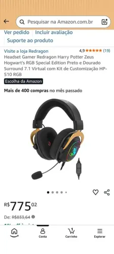 Headset Gamer Zeus Pro Edição Harry Potter - Lacrado