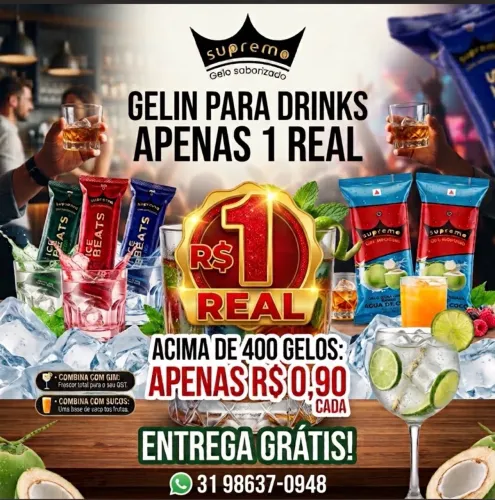 Gelin para drinks apenas 1 Real