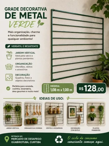 GRADE DECORATIVA DE METAL - VERDE