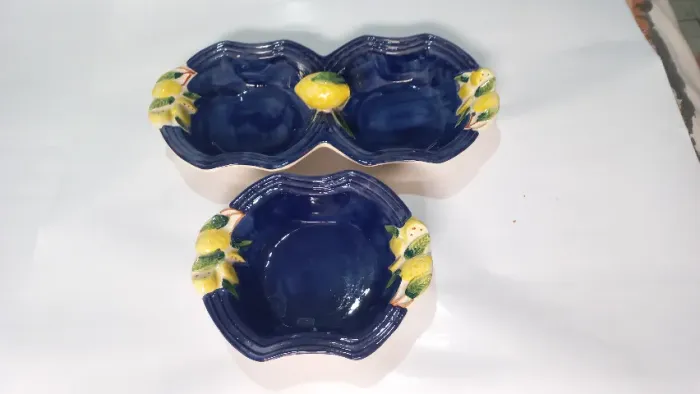 Kit para Aperitivos de Cerâmica Decorados 3 pçs.