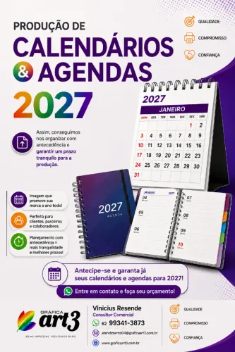Calendários e Agendas Personalizados 2027 | Gráfica