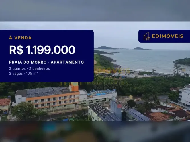 Praia do Morro: Apartamento 3 quartos com sacada gourmet e churrasqueira