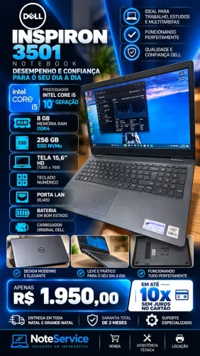 Notebook Dell i5 10geraçao, 8gb ddr4, ssd nvme 256gb, em 10x sem juros! Com garantia!